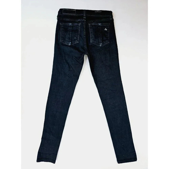 Rag & Bone Size 24X28 Women Black High Rise Skinny Embroidered Pocket Logo Jeans - Picture 1 of 16